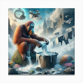 Orangutan Doing Laundry 1 Canvas Print