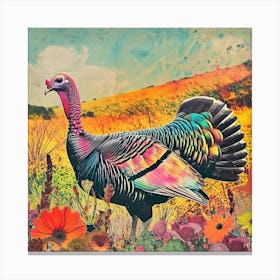 Kitsch Rainbow Turkey Collage Canvas Print