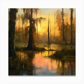Sunset In The Swamp Canvas Print