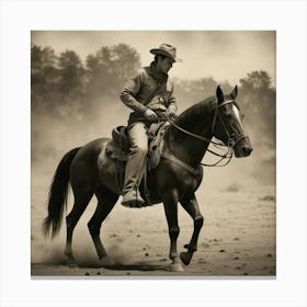 Cowboy On Horseback 2 Canvas Print