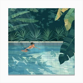 A Swimmer In A Pool Lofi Illustration 1718672147 3 Canvas Print