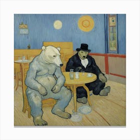 Polar Bears At The Cafe Canvas Print