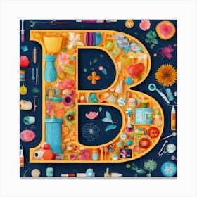 Graphic Illustration Of A Letter B Made Out Of A M (1) Canvas Print