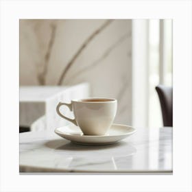 Coffee Cup On A White Table 1 Canvas Print