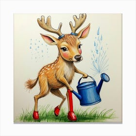 Watering Deer 1 Canvas Print