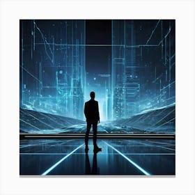 Futuristic Man In Futuristic City 2 Canvas Print