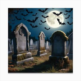 Graveyard At Night 2 Canvas Print