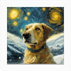 Golden Retriever Starry Night Canvas Print