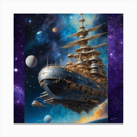 Spaceship In Space Canvas Print