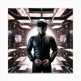 Man In A Virtual Reality Helmet Canvas Print