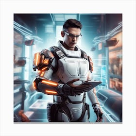 Futuristic Man In Futuristic Suit 58 Canvas Print