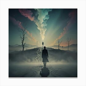 Man In A Hat Standing On A Hill Canvas Print