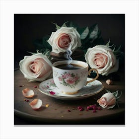 Coffee And Roses 27 Canvas Print