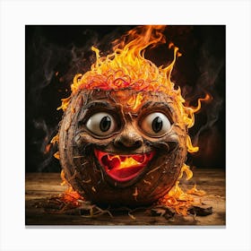 Halloween Pumpkin On Fire Canvas Print