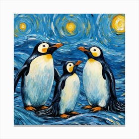 Penguins At Night 1 Canvas Print