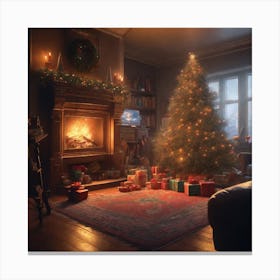 Christmas Tree In The Living Room 85 Canvas Print