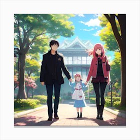 Anime couple & daughter Canvas Print