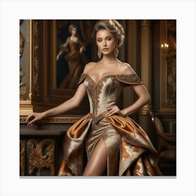 Beautiful Woman In A Golden Gown 6 Canvas Print