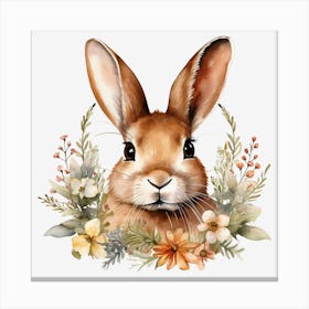 Rabbit With Flowers 3 Canvas Print