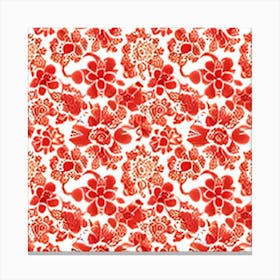 Red Floral Pattern Canvas Print