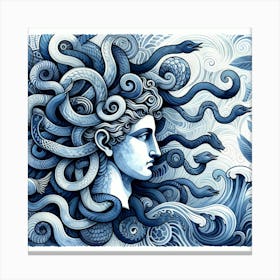 Medusa side view profile Greek Wall Art Canvas Print