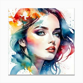 Watercolor Portrait Of A Woman 9 Canvas Print