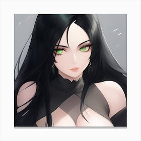Pretty anime girl with black hair Canvas Print