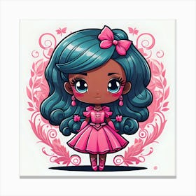 Black Girl In Pink Dress Canvas Print