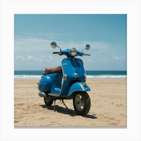 Vespa On The Beach 3 Canvas Print