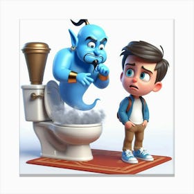 Genie In The Toilet Canvas Print