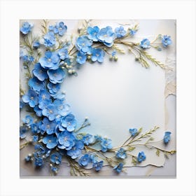 Frame With Blue Flowers 1 Canvas Print