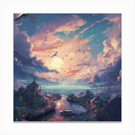 Village At Night Canvas Print