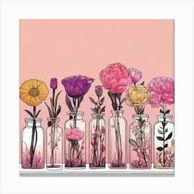 Flower Jars Line Art Print Canvas Print