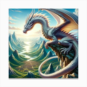 Dragon On The Cliff Canvas Print