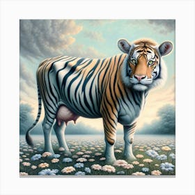 Tiger In The Field Canvas Print