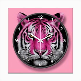 Pink Tiger Wall Clock Canvas Print