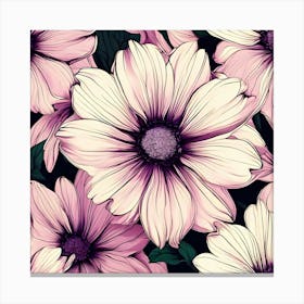 Pink Daisy Seamless Pattern 1 Canvas Print