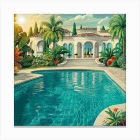 Villa With A Pool Canvas Print