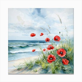 Poppies On The Beach Canvas Print