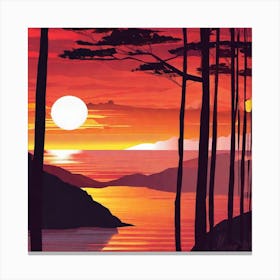 Sunset Over The Lake 13 Canvas Print