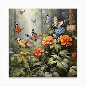 Butterflies In The Forest 3 Canvas Print