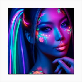 A woman and glowing neon Canvas Print