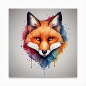 Fox Watercolor Painting Canvas Print