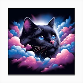 Black Cat In The Clouds 1 Canvas Print