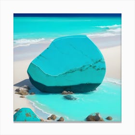 Turquoise Rock On The Beach Canvas Print