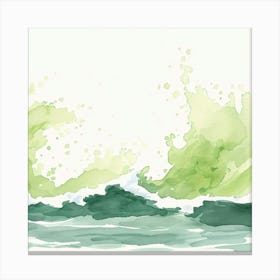 Watercolor Of Ocean Waves Canvas Print