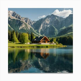 Default Wonderfull Land With A Lake And A House And Mountains 0 Canvas Print