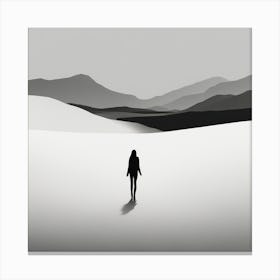 Silhouette Of A Woman In The Desert Canvas Print