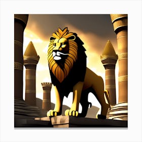 Lion in the Ancient Kingdom Canvas Print