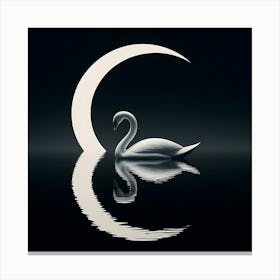 Swan In The Moonlight Canvas Print